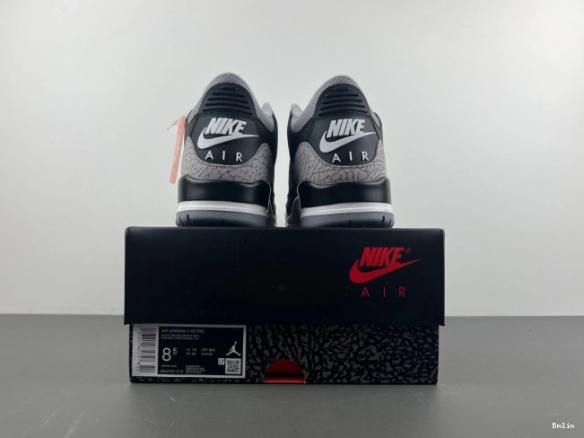 Bmlin Shoes Air Cement Jordan 3 Black DN3707-010 0809